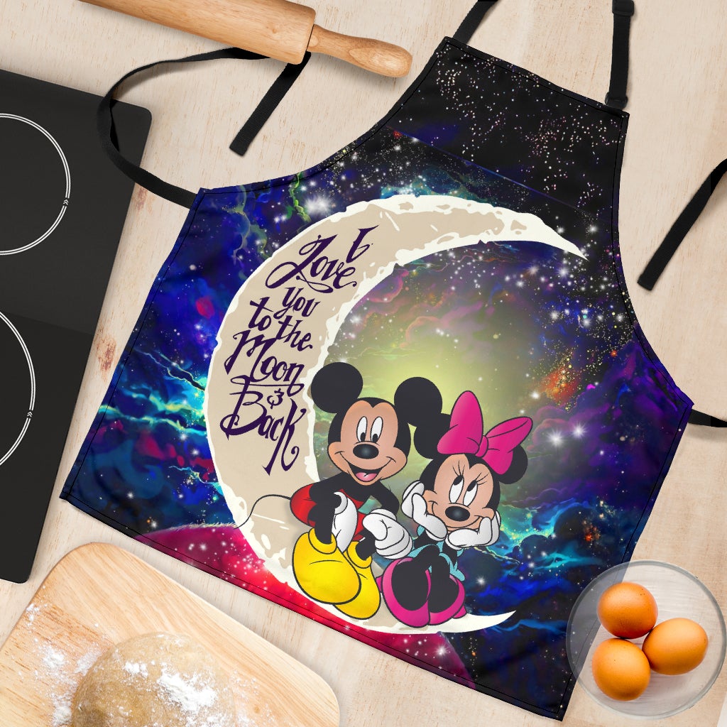 Mouse Couple Love You To The Moon Galaxy Custom Apron Best Gift For Anyone Who Loves Cooking
