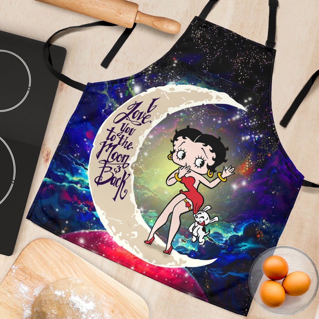 Betty Boop Love You To The Moon Galaxy Custom Apron Best Gift For Anyone Who Loves Cooking