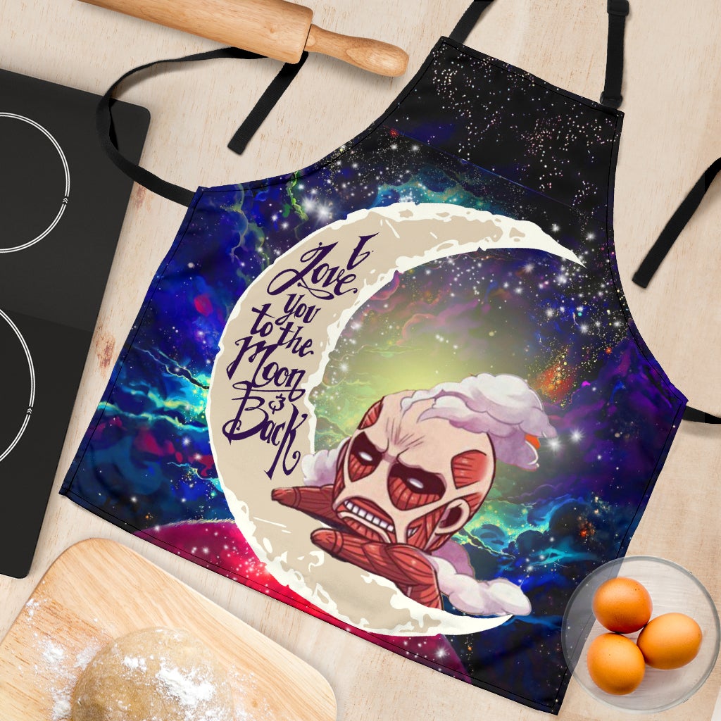 Attack on titan Love You To The Moon Galaxy Custom Apron Best Gift For Anyone Who Loves Cooking