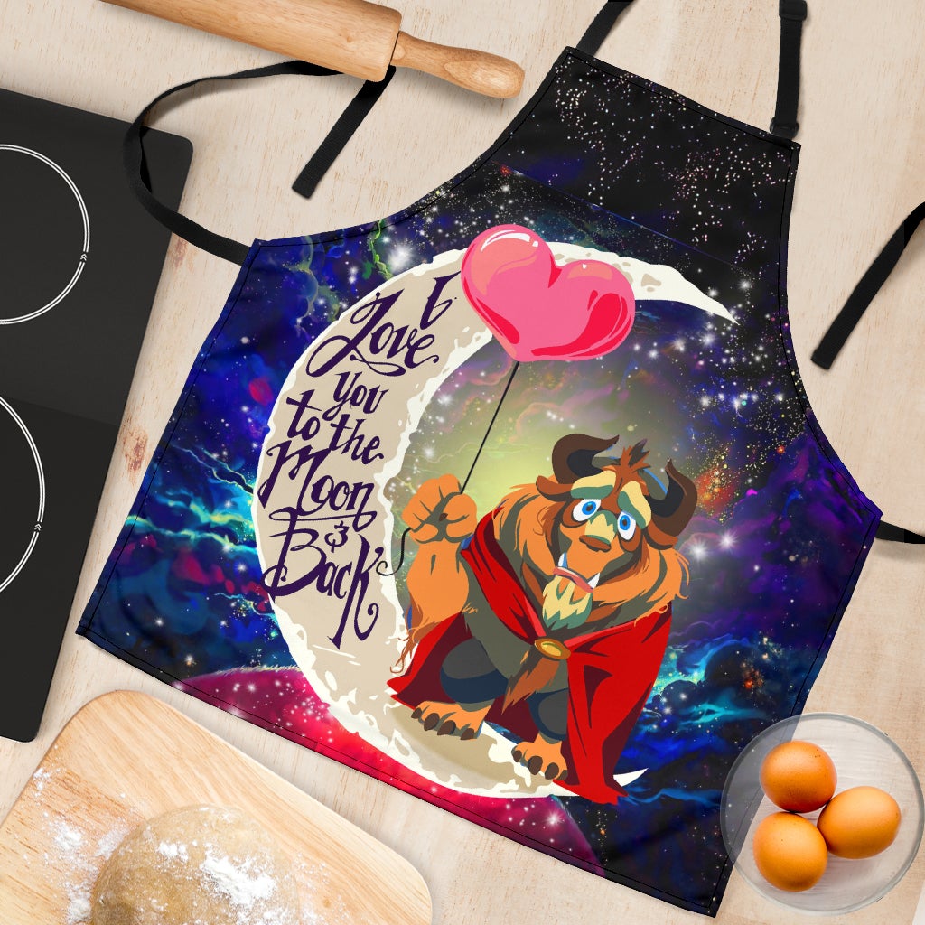 Beauty And The Beast Love You To The Moon Galaxy Custom Apron Best Gift For Anyone Who Loves Cooking