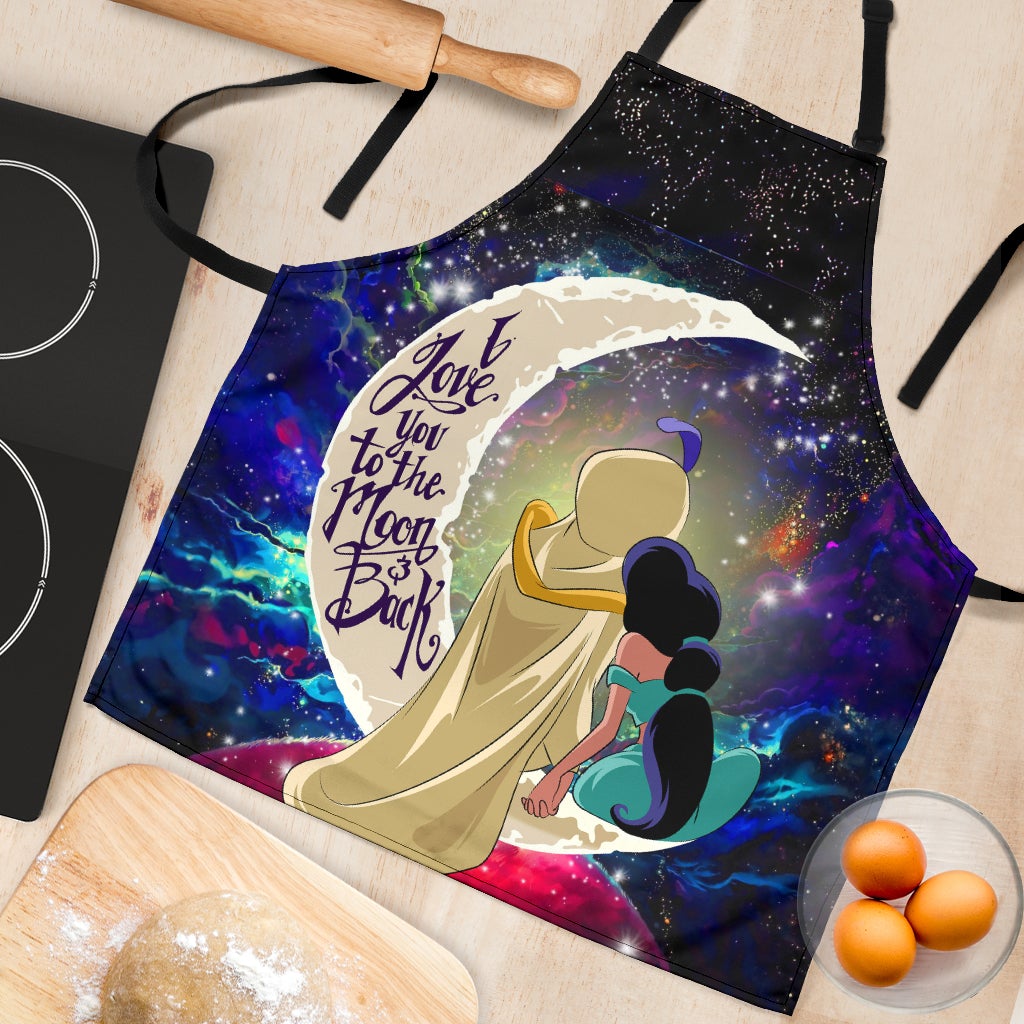 Aladin Couple Love You To The Moon Galaxy Custom Apron Best Gift For Anyone Who Loves Cooking