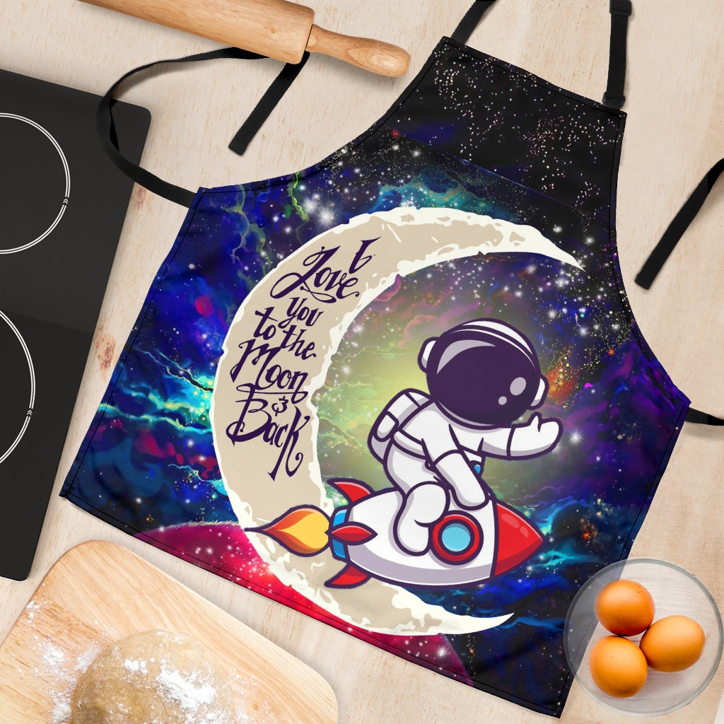 Astronaut Chibi Love You To The Moon Galaxy Custom Apron Best Gift For Anyone Who Loves Cooking