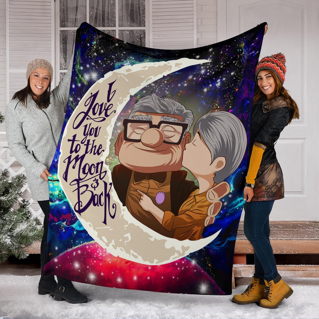 Up Couple Love You To The Moon Galaxy Premium Blanket