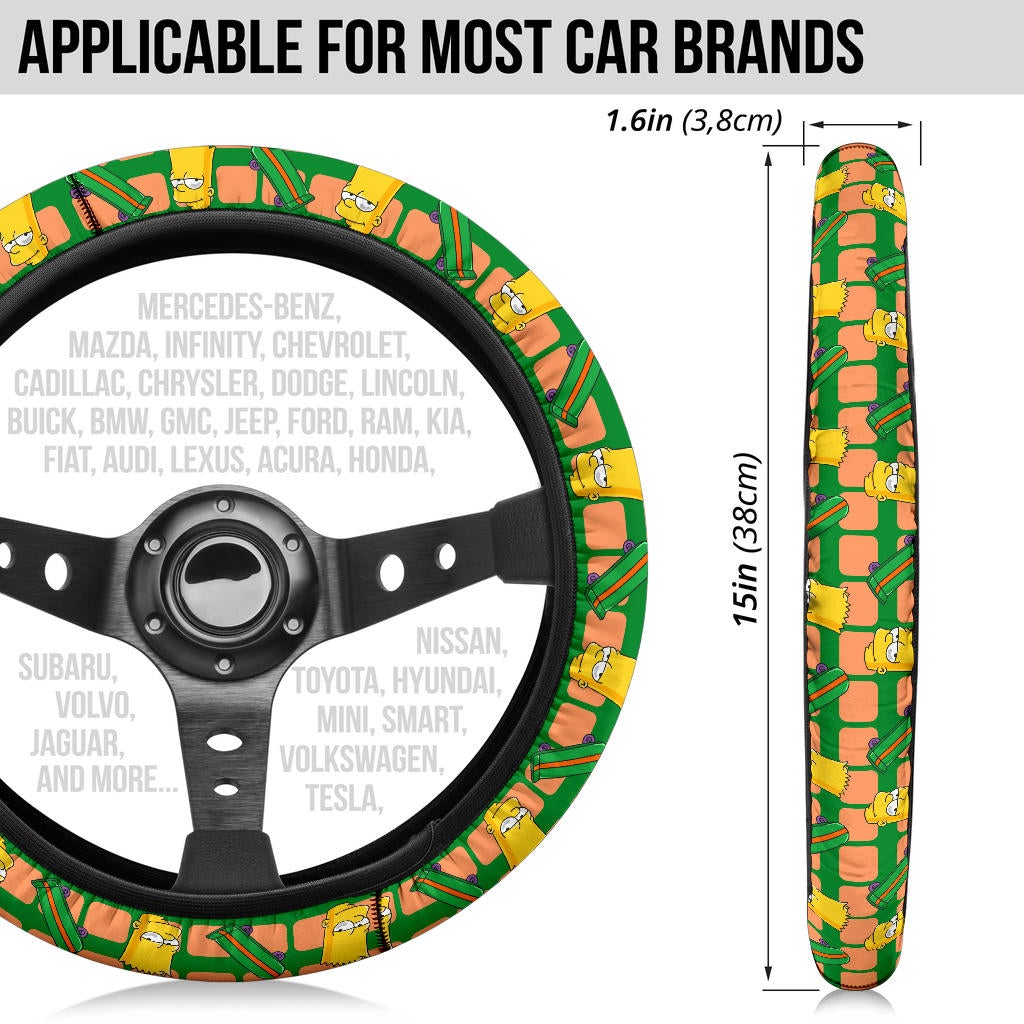 The Simpsons Bart Skateboard Premium Custom Car Steering Wheel Cover