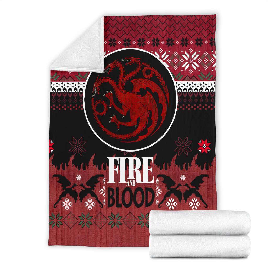 Fire And Blood Ugly Christmas Custom Blanket Home Decor