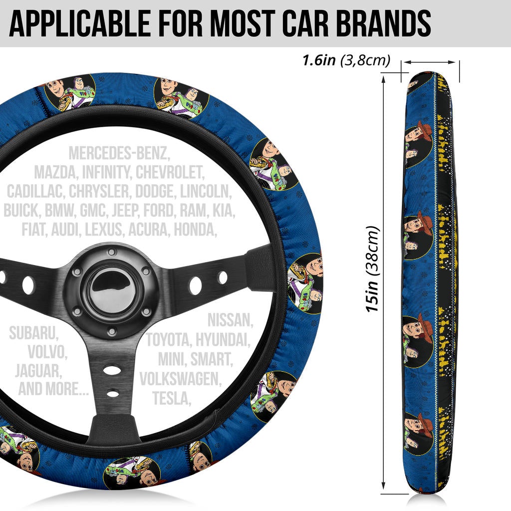 Toy Story Woody And Buzz Lightyear Christmas Premium Custom Car Steering Wheel Cover