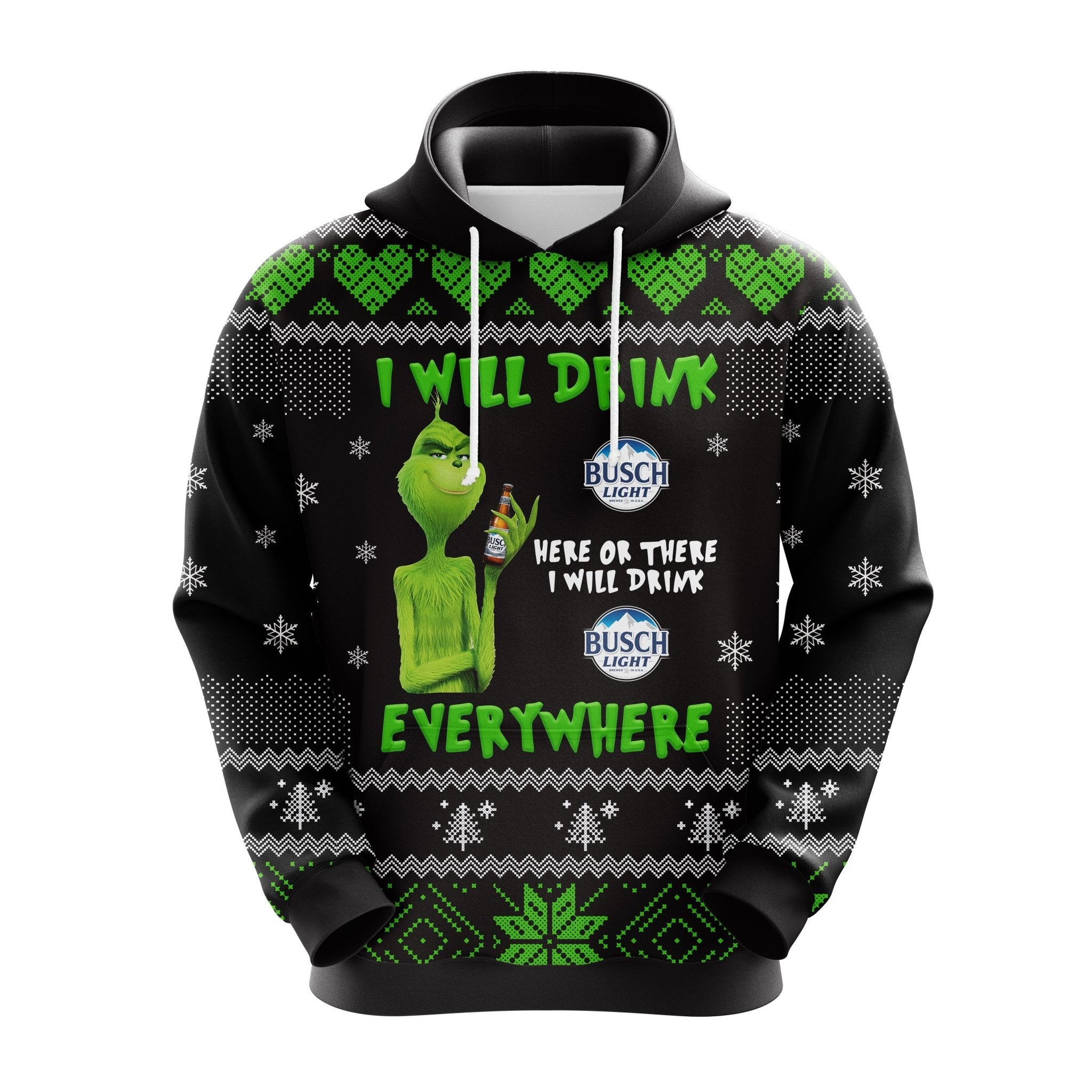 Grinch Drunk Busch Beer Christmas Christmas Cute Noel Mc Ugly Hoodie Amazing Gift Idea Thanksgiving Gift