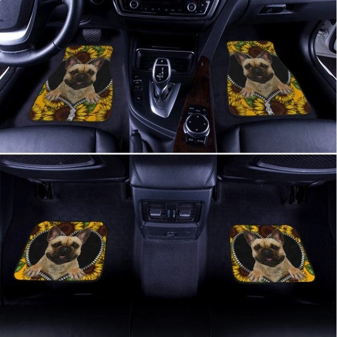 Sunflower French Bulldog Car Floor Mats Car Accessories