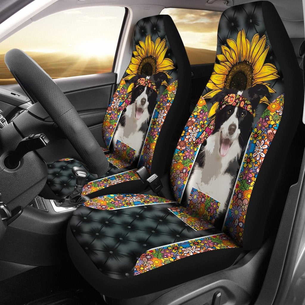 Hippie Border Collie Premium Custom Car Premium Custom Car Seat Covers Decor Protectors Decor Protector