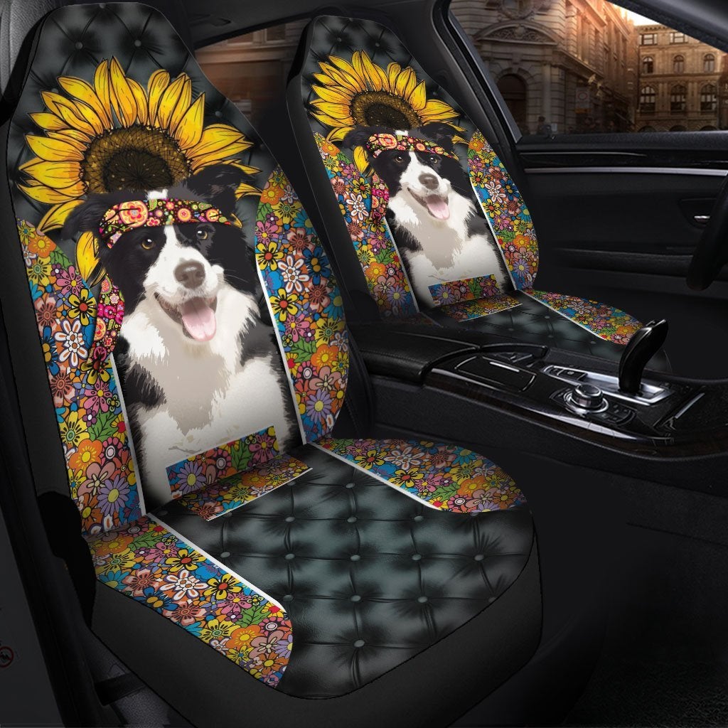 Hippie Border Collie Premium Custom Car Premium Custom Car Seat Covers Decor Protectors Decor Protector