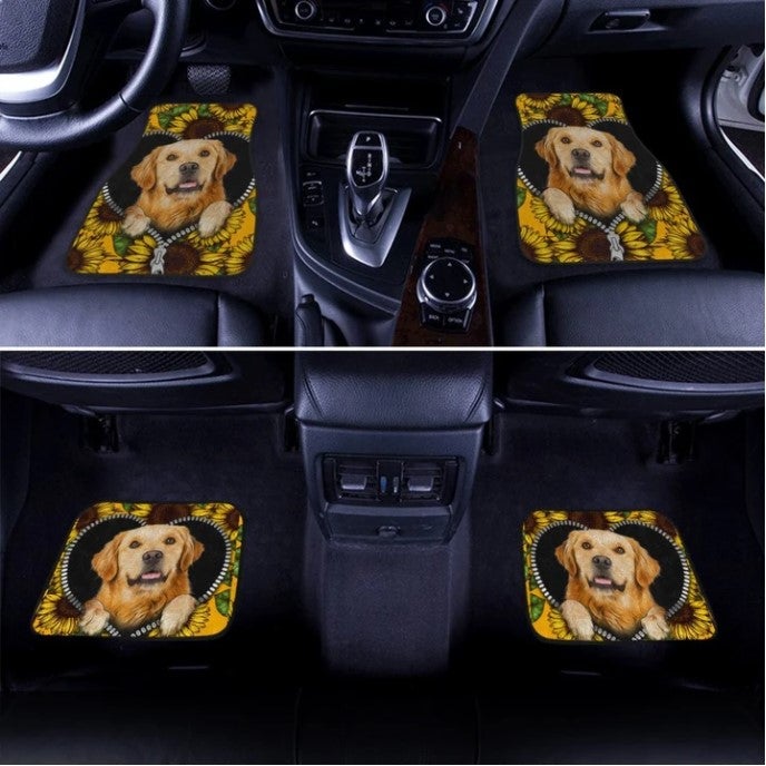 Sunflower Golden Retriever Car Floor Mats Gift Idea