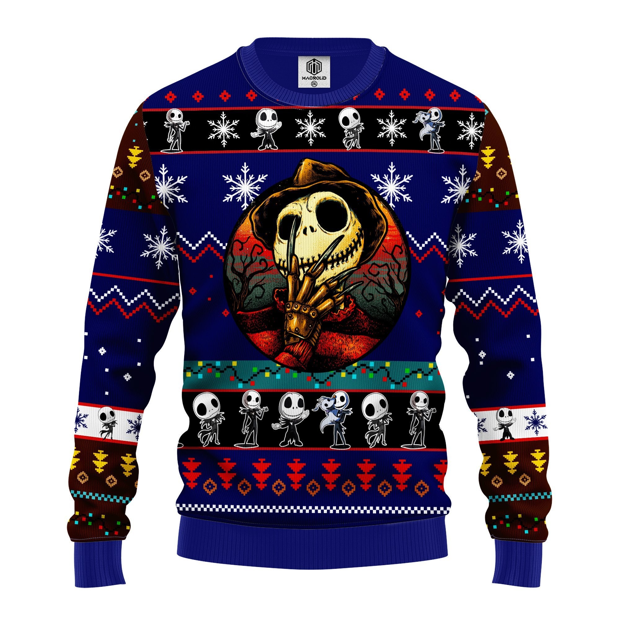 Jack Skellington Halloween Ugly Christmas Sweater Blue 1 Amazing Gift Idea Thanksgiving Gift