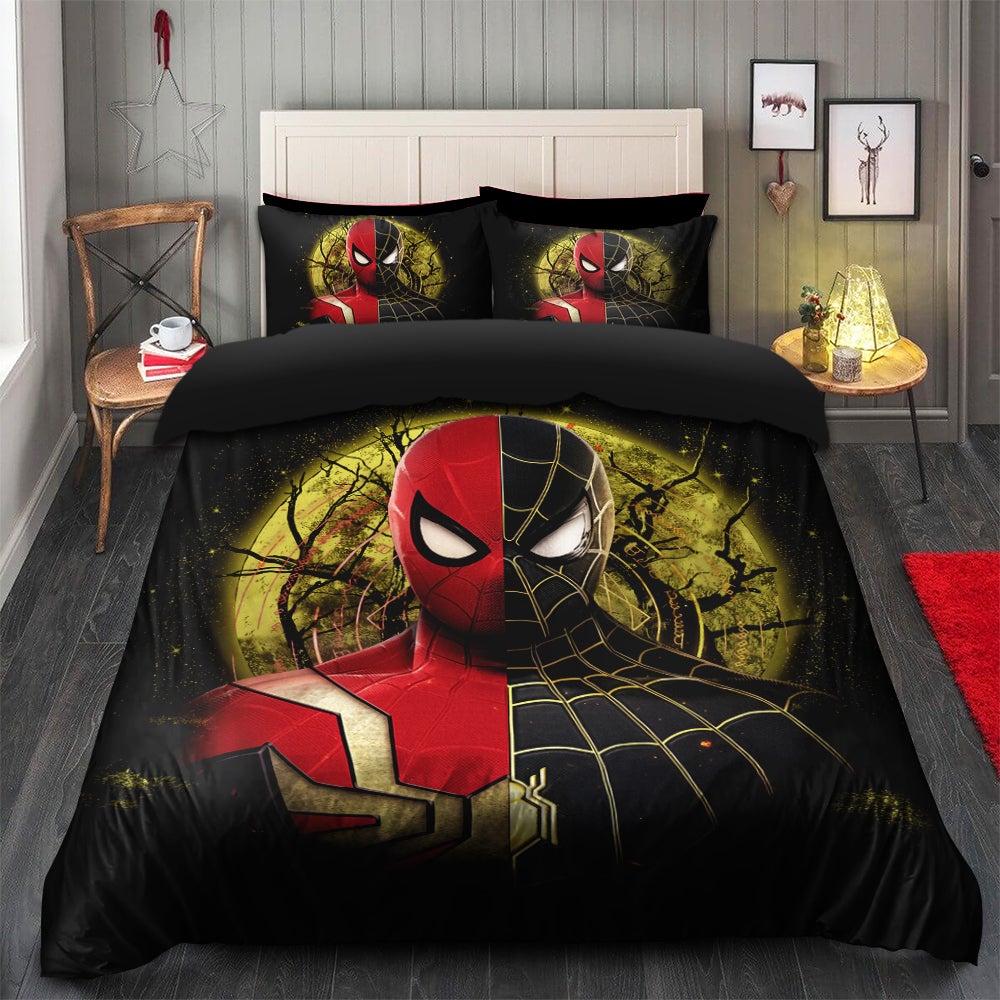 Spiderman Black Suit No Way Home Moonlight Bedding Set Duvet Cover And 2 Pillowcases