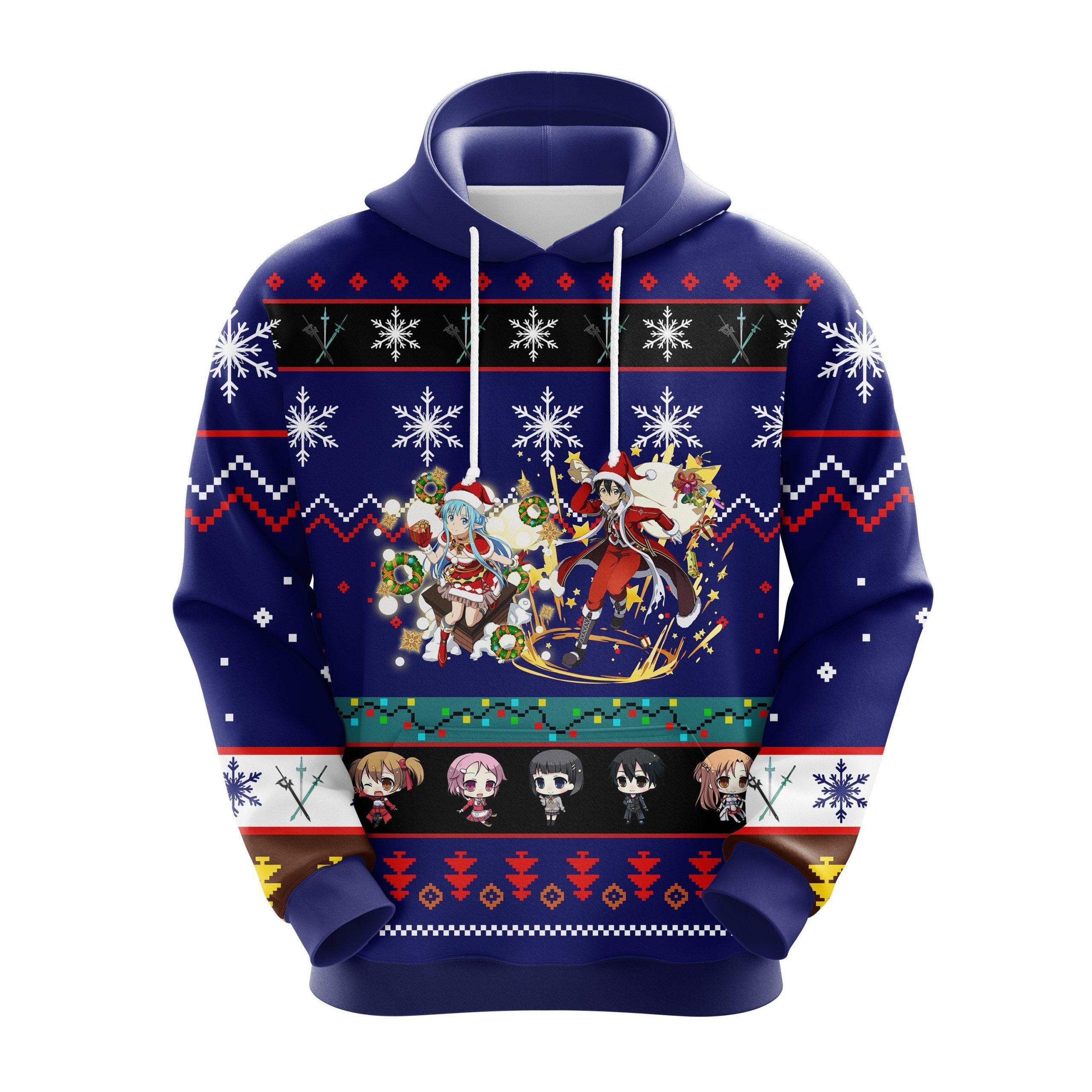 Sword Art Online Christmas Cute Noel Mc Ugly Hoodie Blue Amazing Gift Idea Thanksgiving Gift