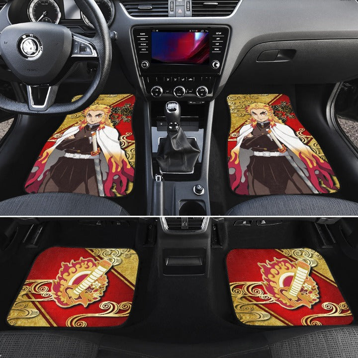 Demon Slayer Kyojuro Rengoku Car Floor Mats Anime Car Accessories