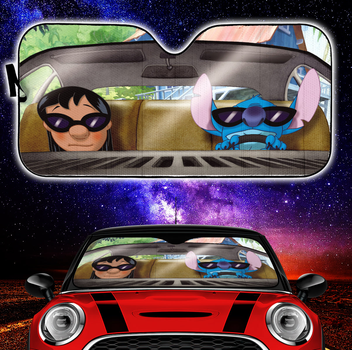 Lilo And Stitch Funny Sunglasses Car Auto Sun Shades Windshield Accessories Decor Gift