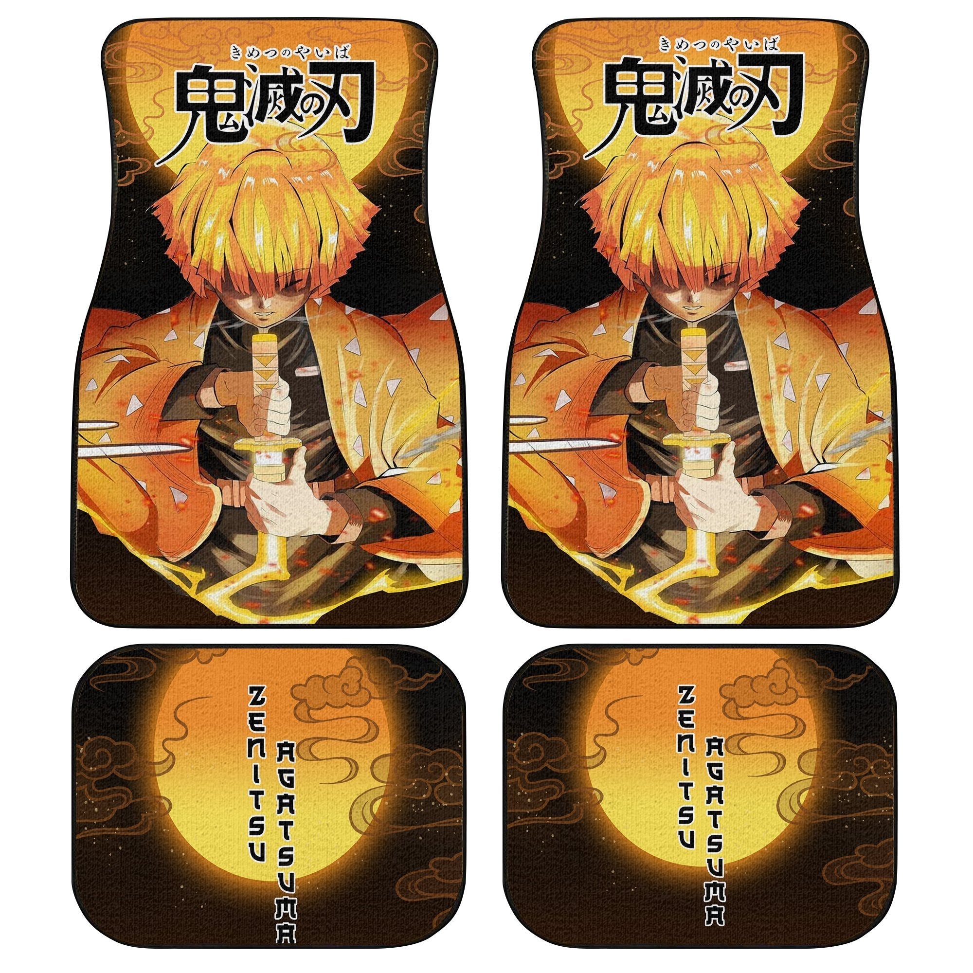 Demon Slayers Anime Car Floor Mats Zenitsu Agatsuma Kimetsu no Yaiba Car Accessories