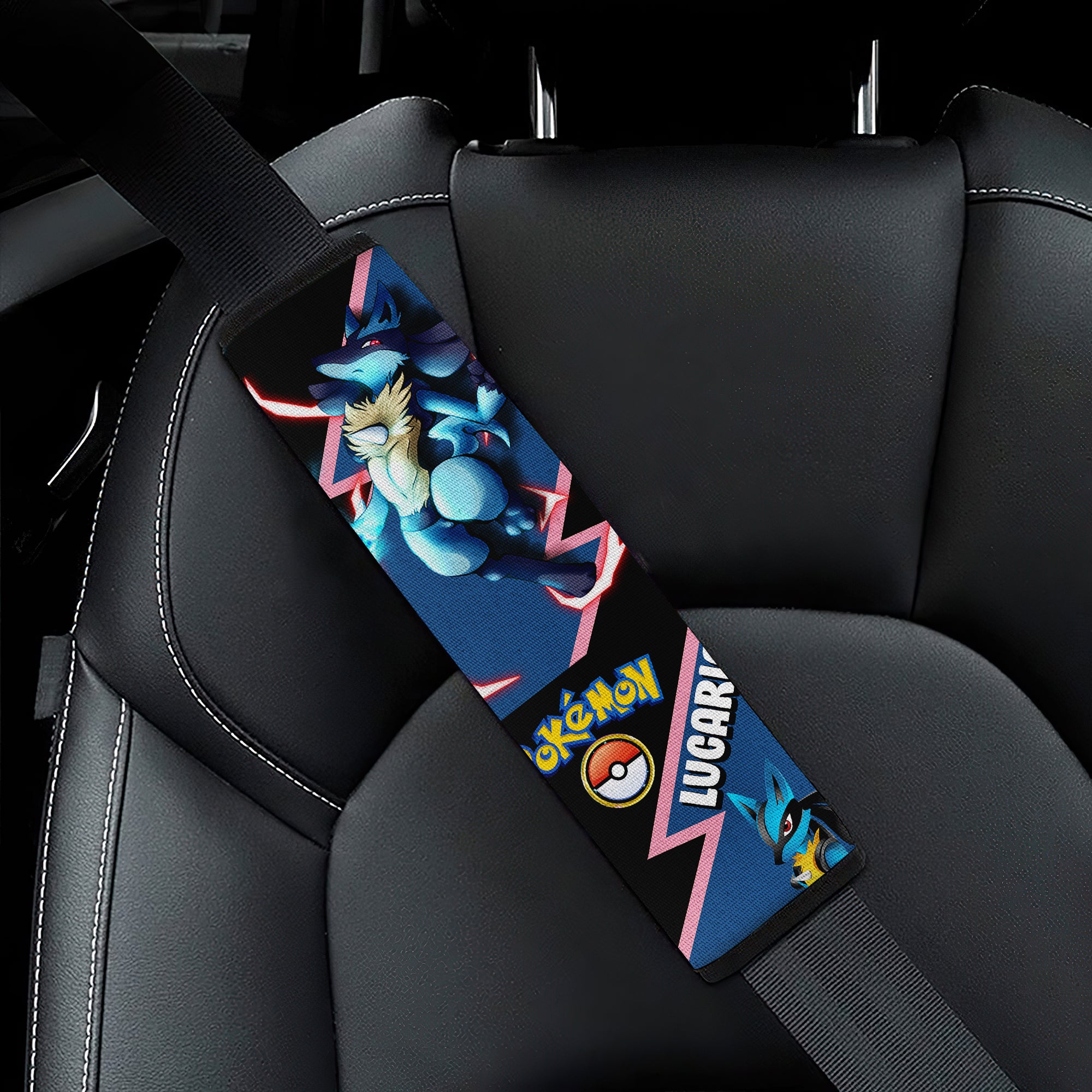 Lucario car seat belt covers Anime Pokemon Custom Car Accessories