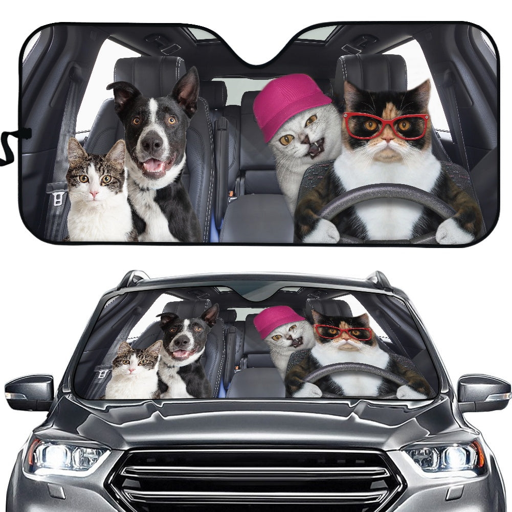 Funny Pets Driving Car Auto Sunshades