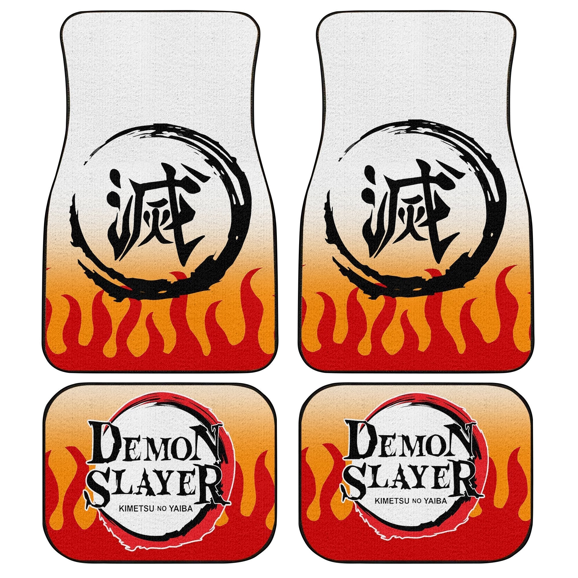 Demon Slayers Car Floor Mats Kyojuro Rengoku Pattern Kimetsu no Yaiba Car Accessories