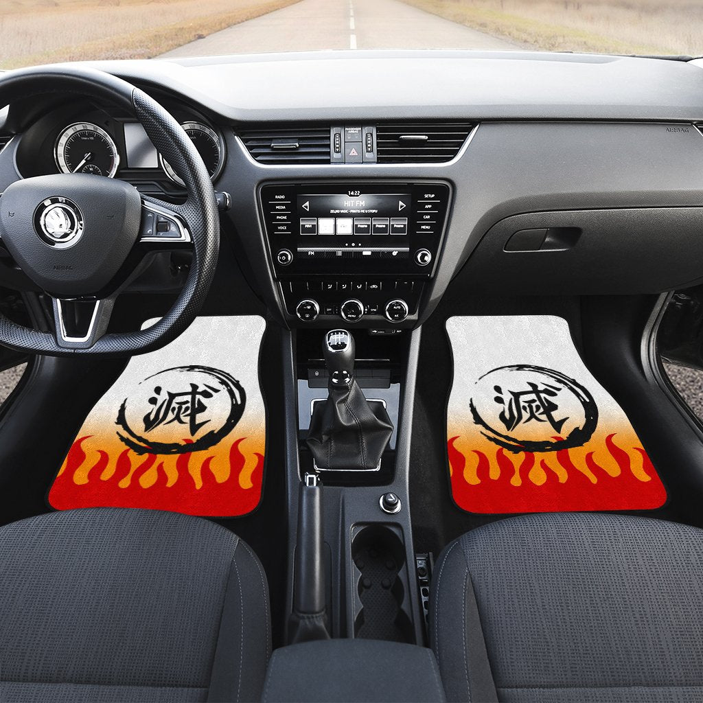 Demon Slayers Car Floor Mats Kyojuro Rengoku Pattern Kimetsu no Yaiba Car Accessories