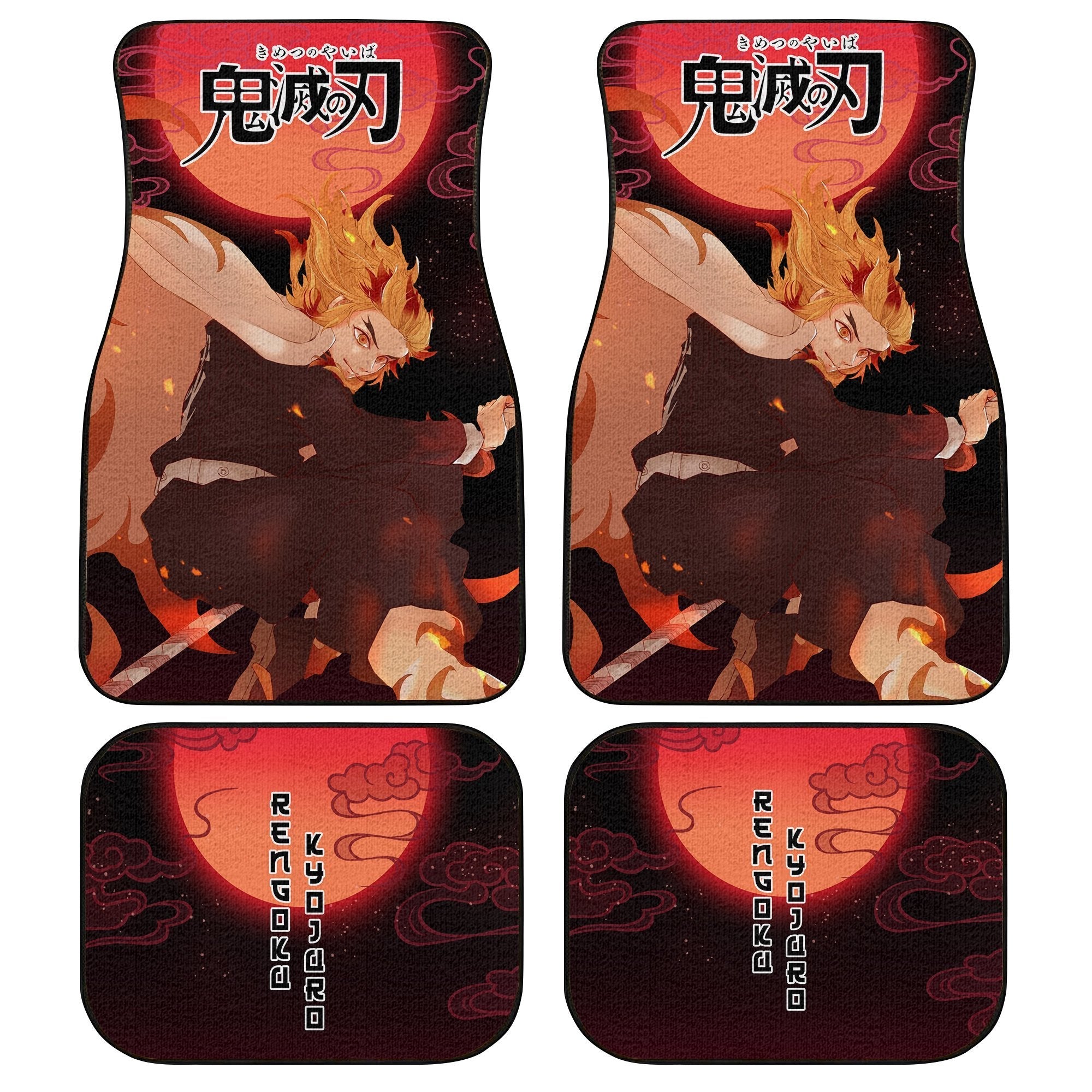 Demon Slayers Car Floor Mats Rengoku Kimetsu no Yaiba Car Accessories