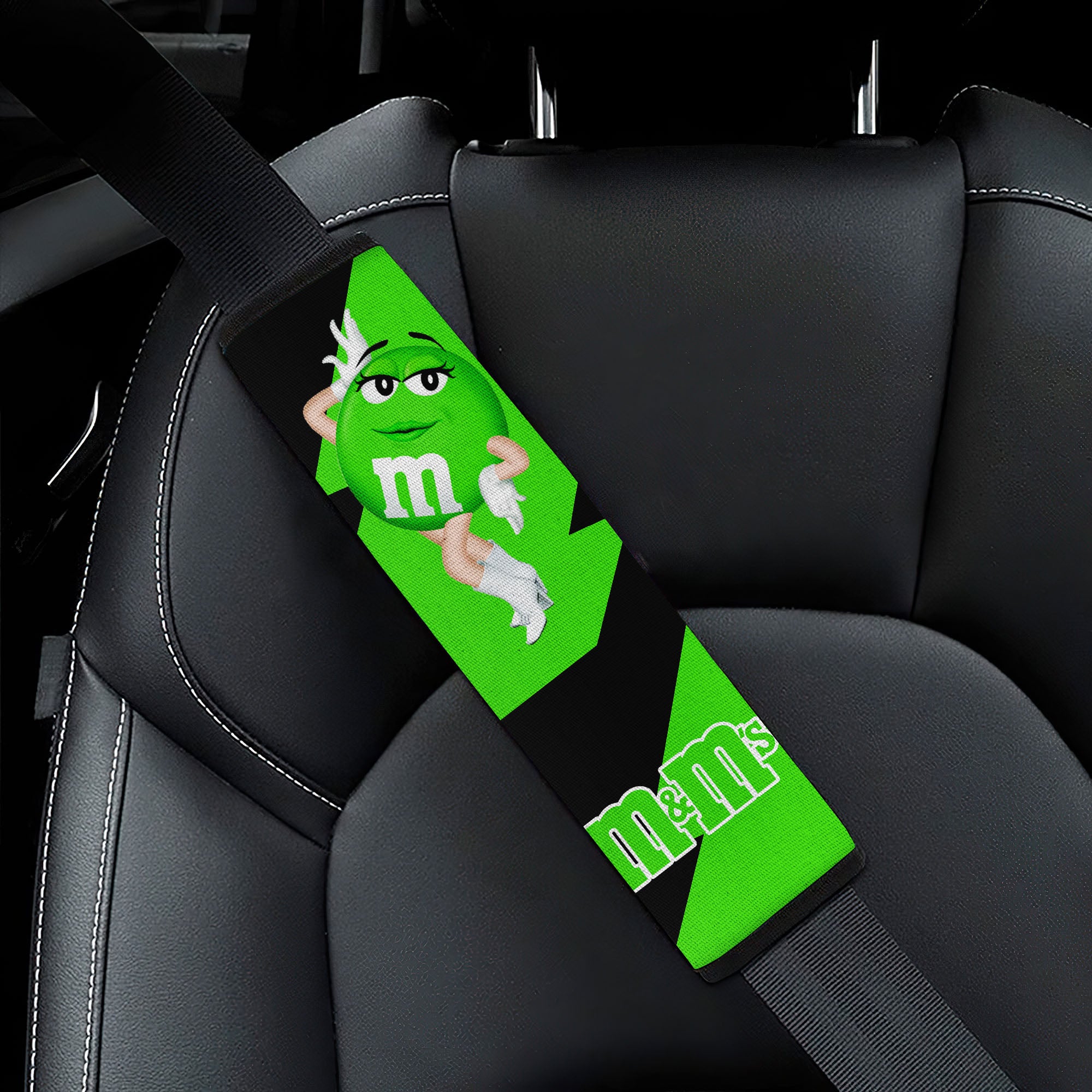 M&M's Candy Ice Cream Cones Chocolate Green car seat belt covers Custom Car Accessories