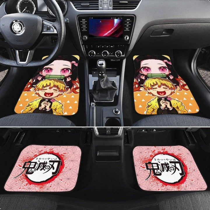 Zenitsu and Nezuko Car Floor Mats Demon Slayers Car Mats Anime Car Accessories