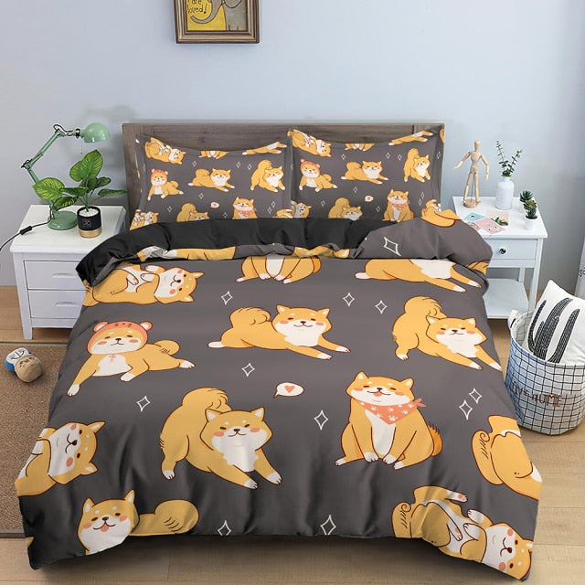 Cute Shiba Bedding Set Duvet Cover And 2 Pillowcases