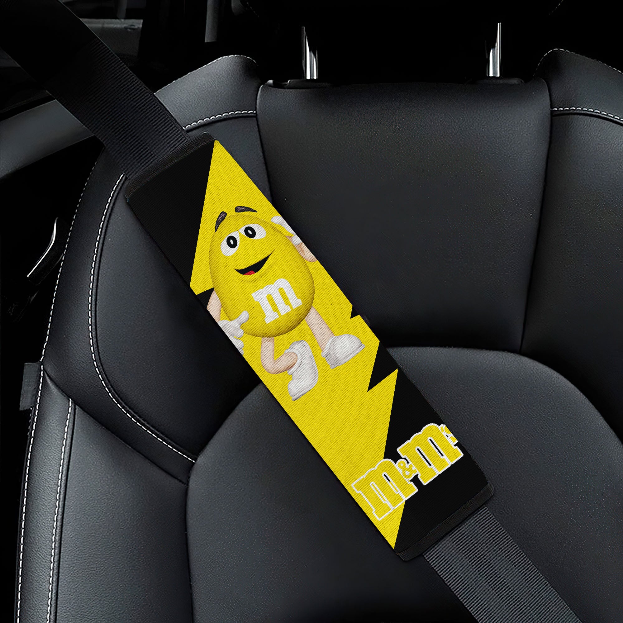M&M's Candy Ice Cream Cones Chocolate Yellow car seat belt covers Custom Car Accessories