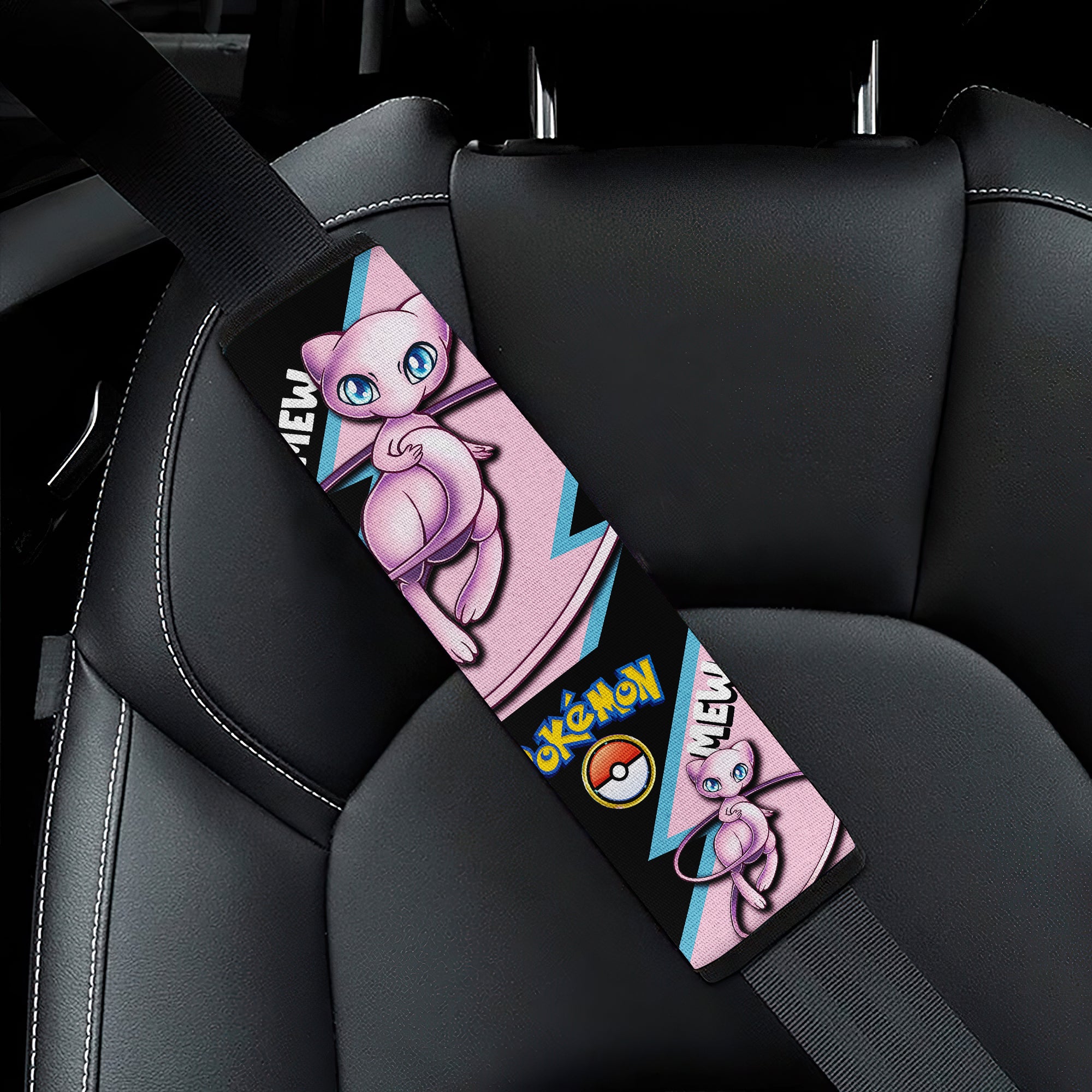 Mewcar seat belt covers Anime Pokemon Custom Car Accessories