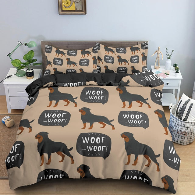 Rottweiler Bedding Set Duvet Cover And 2 Pillowcases