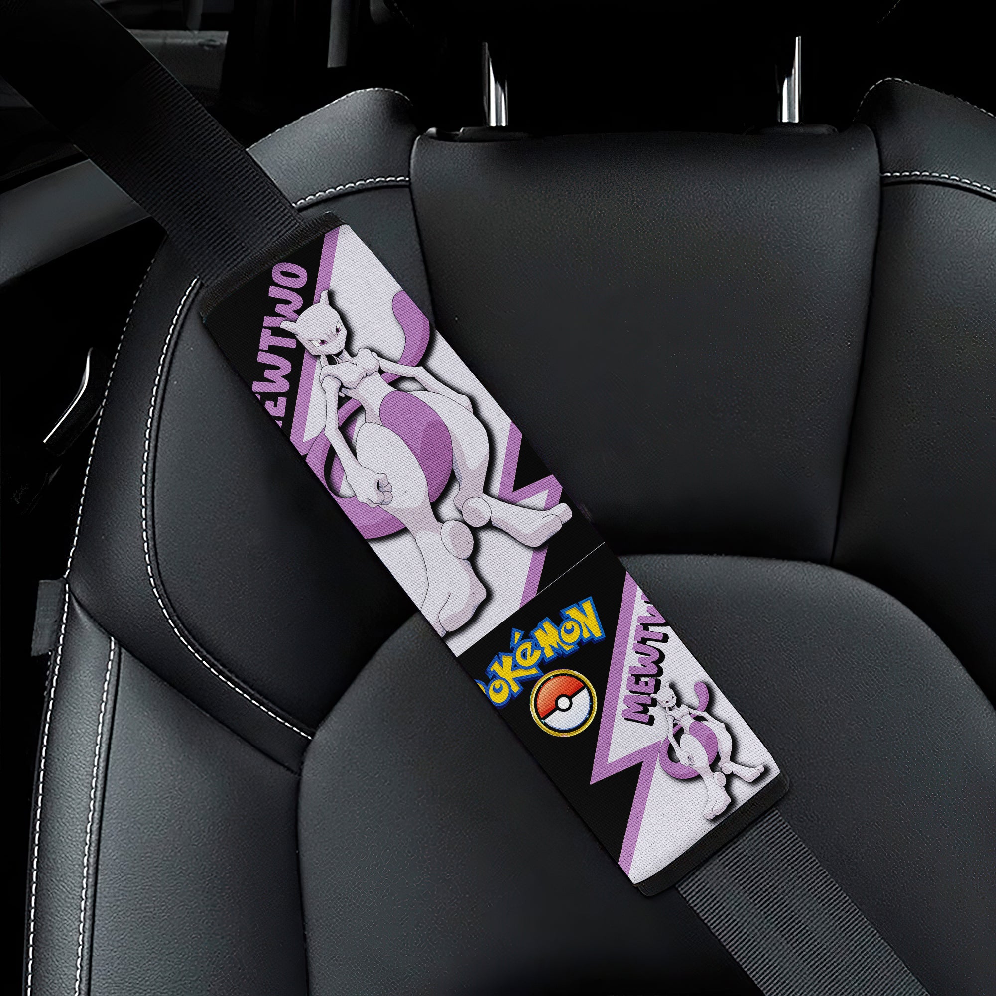 Mewtwo car seat belt covers Anime Pokemon Custom Car Accessories