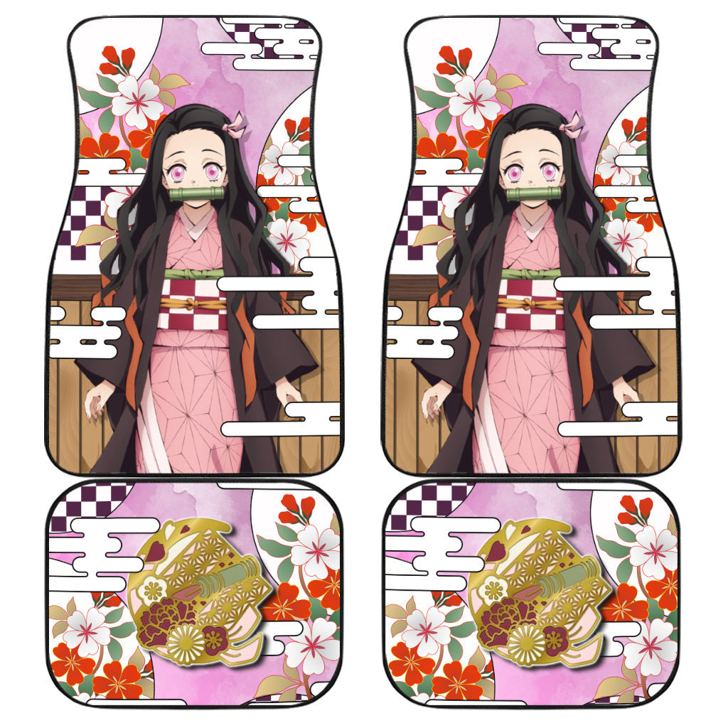 Nezuko Car Floor Mats Custom Demon Slayer Anime Car Accessories