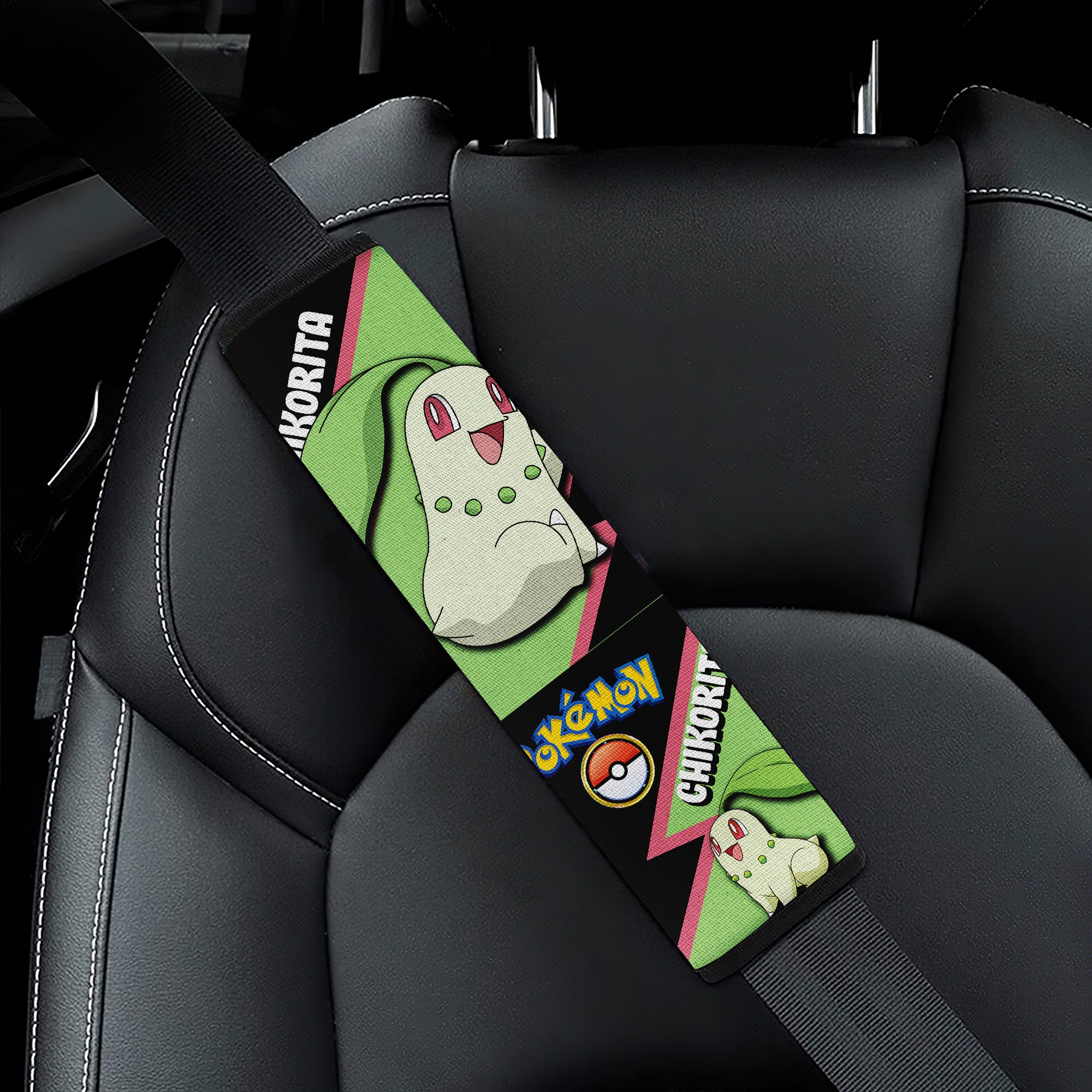 Chikorita car seat belt covers Anime Pokemon Custom Car Accessories