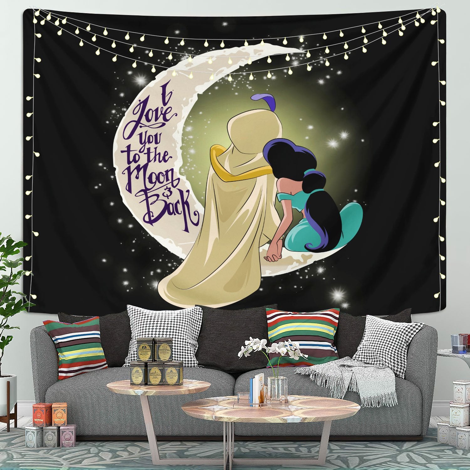 Aladin Love You To The Moon Tapestry Room Decor