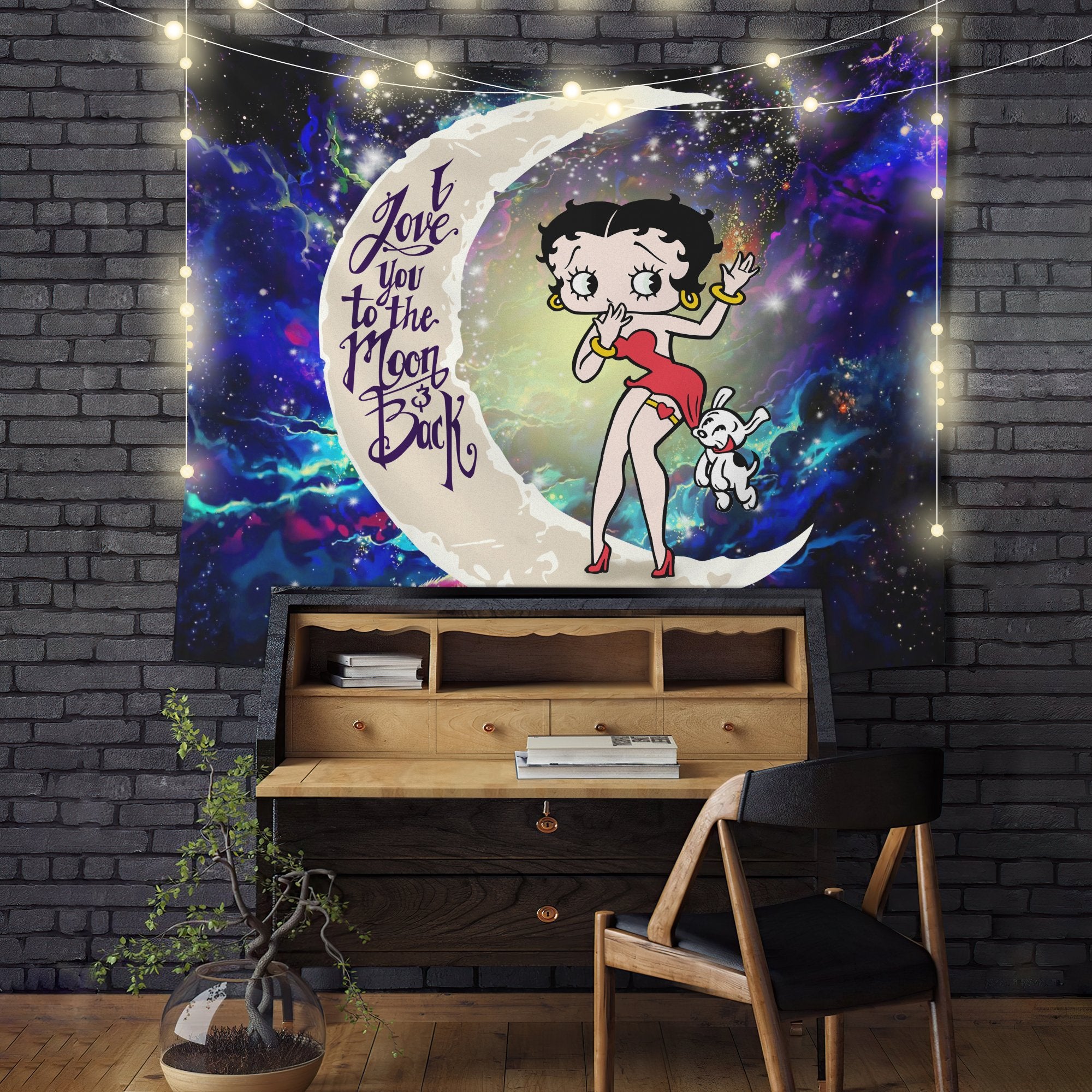 Betty Boop Moon And Back Galaxy Tapestry Room Decor