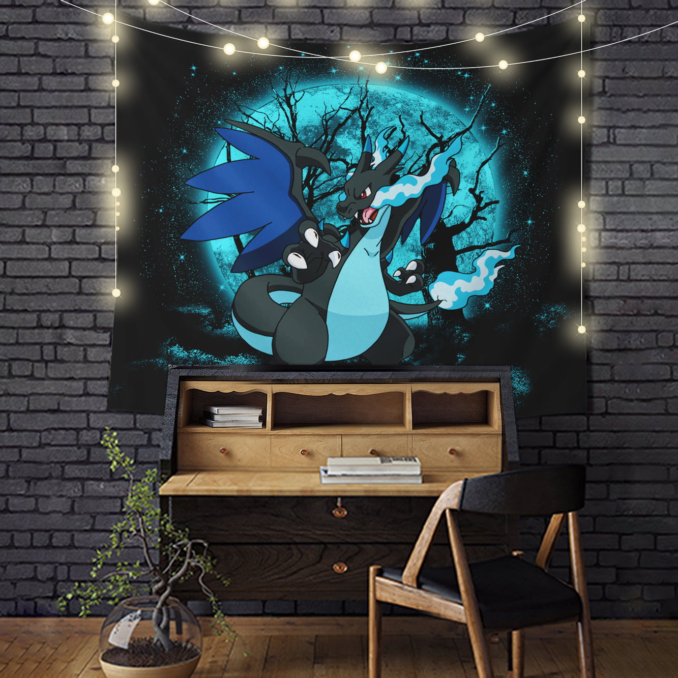 Charizard Mega X Pokemon Moonlight Tapestry Room Decor