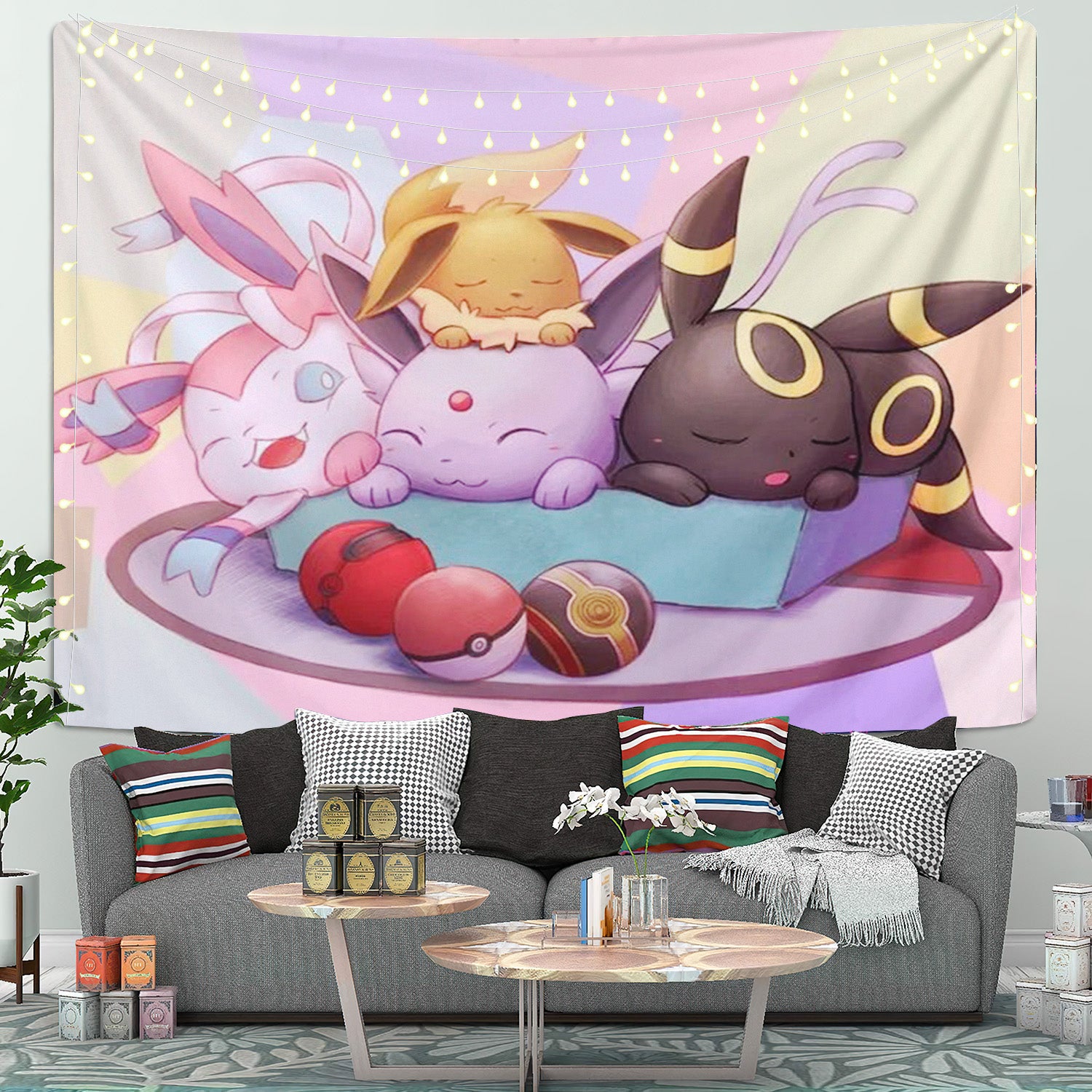 Eevee Cute Kawaii Art Home Decor In Living Room Pokemon Rug Carpet - Binteez