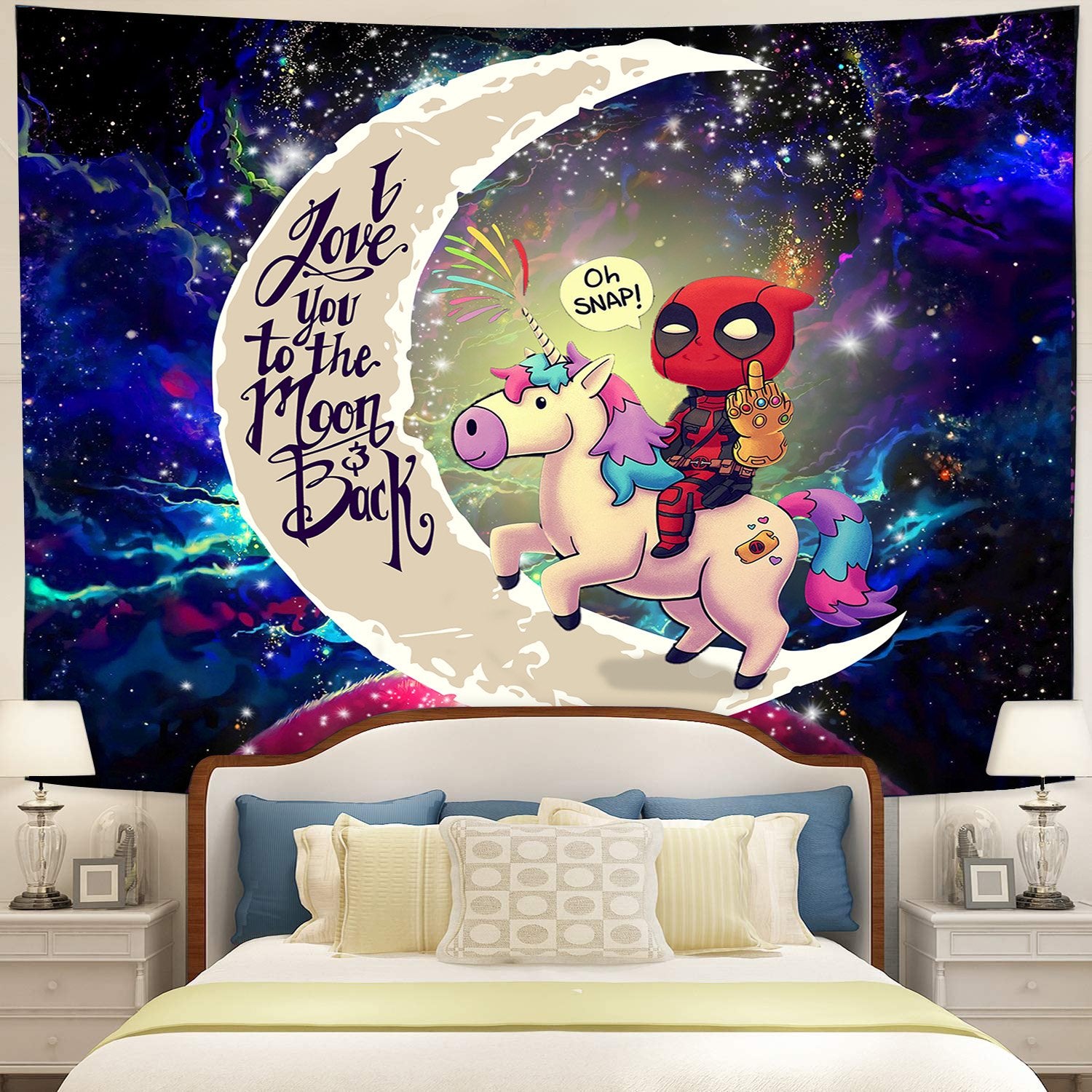 Deapool Avenger Moon And Back Galaxy Tapestry Room Decor