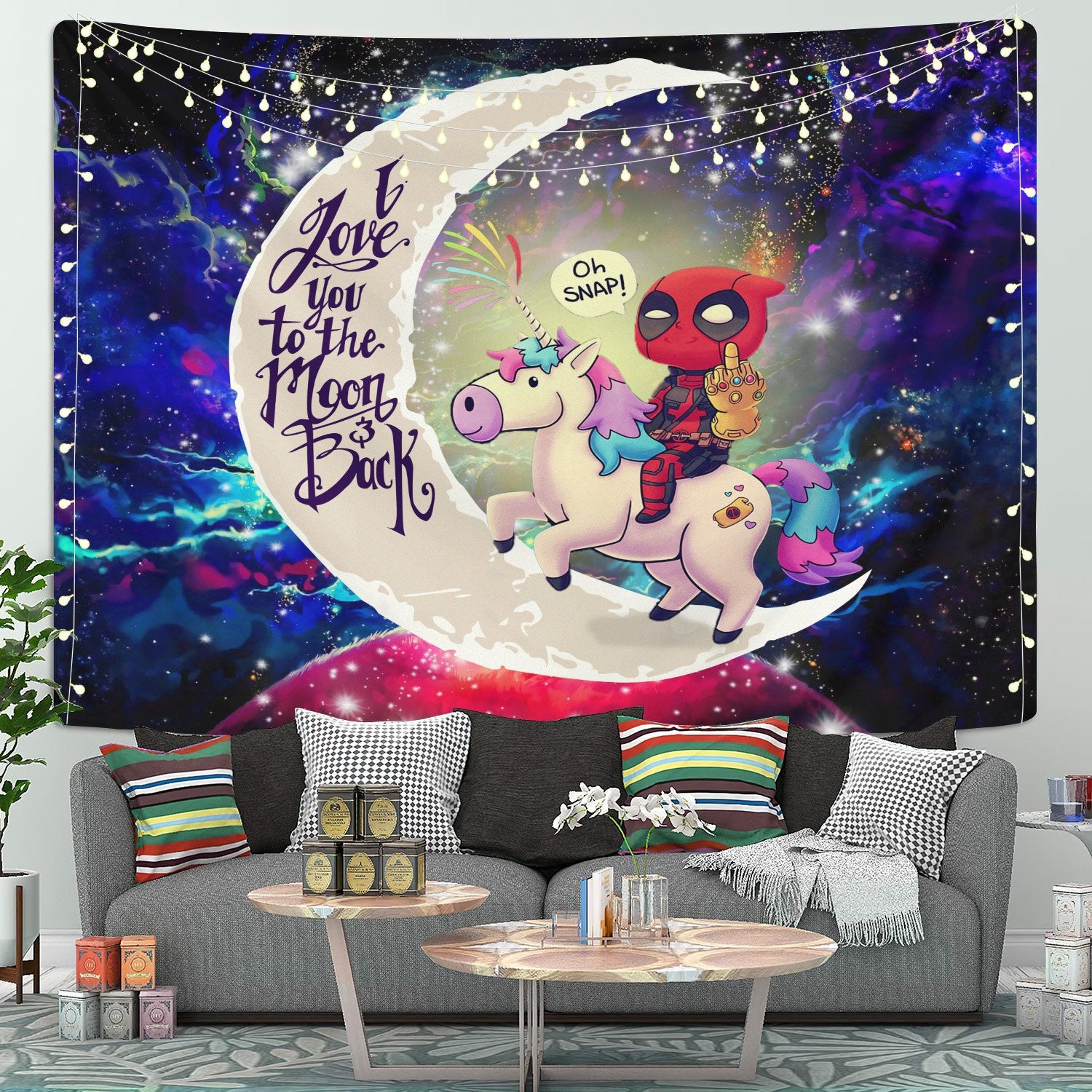 Deapool Avenger Moon And Back Galaxy Tapestry Room Decor