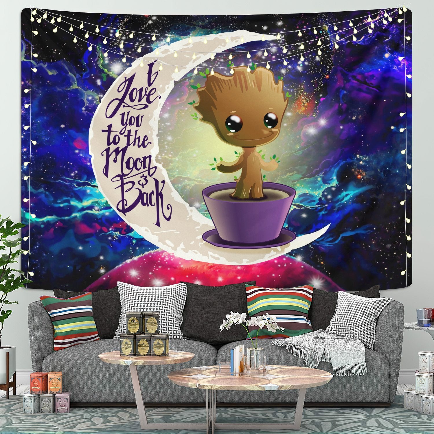 Groot Baby Moon And Back Tapestry Room Decor