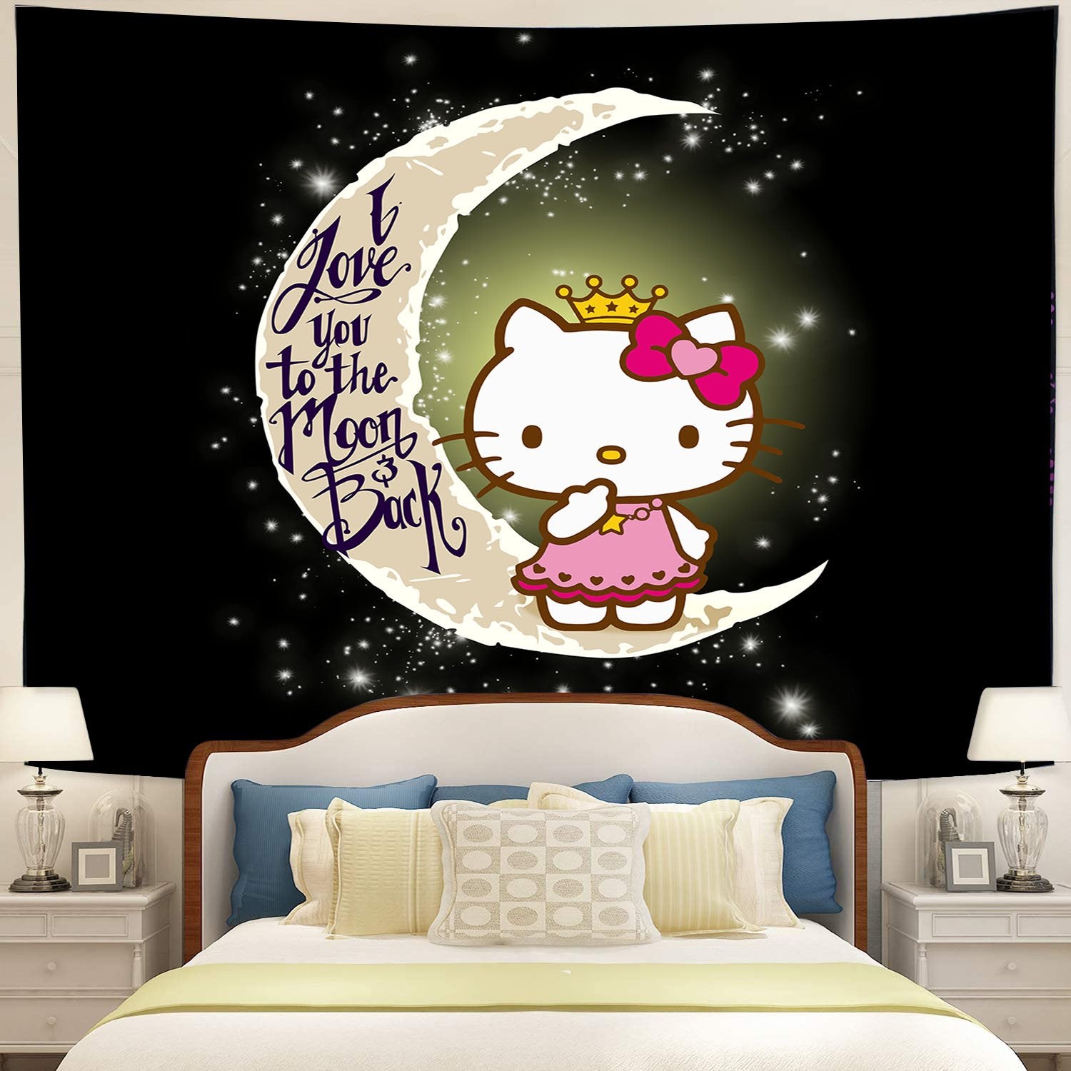 Hello Kitty Love You To The Moon Tapestry Room Decor