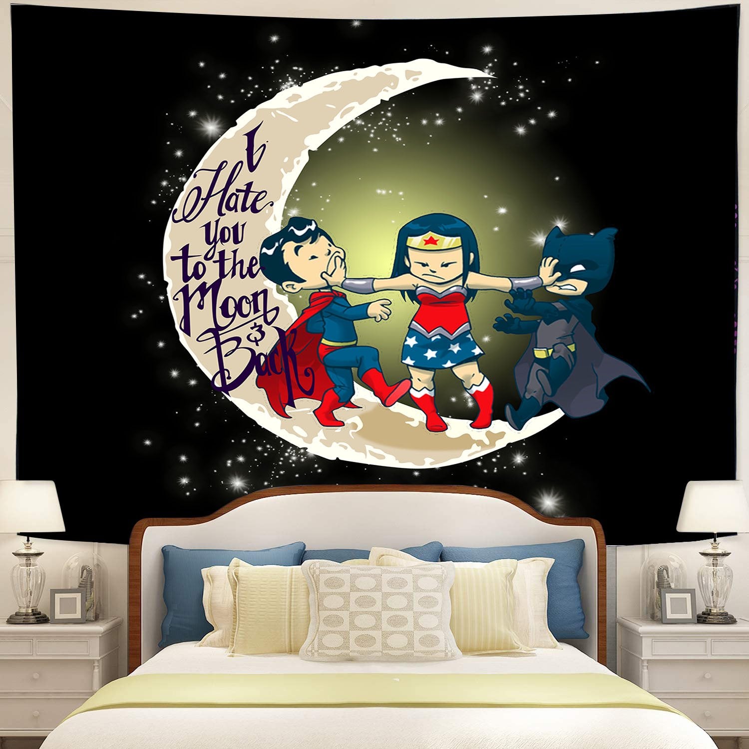 Heroes Funny Love You To The Moon Tapestry Room Decor