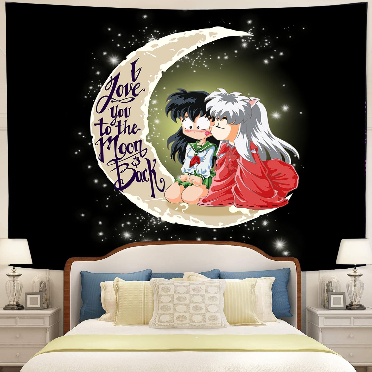 Inuyasha Love You To The Moon Tapestry Room Decor