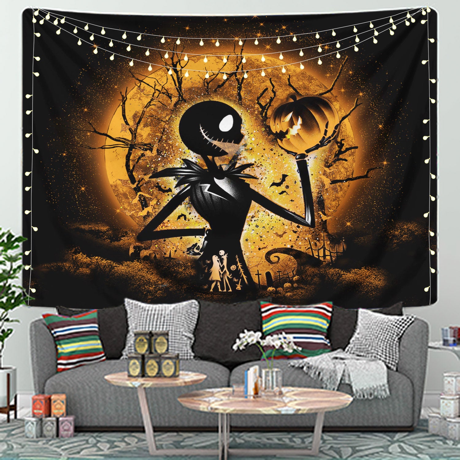 Jack Skellington Nightmare Before Christmas Moonlight Tapestry Room Decor