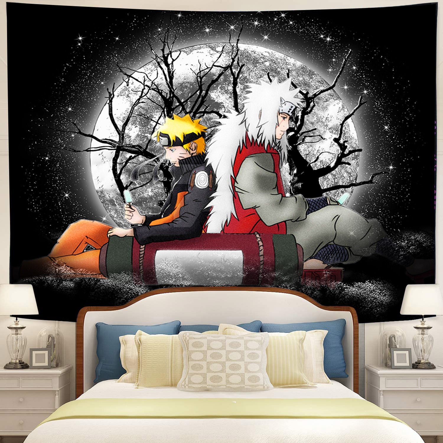 Jiraiya Naruto Moonlight Tapestry Room Decor - Nearkii