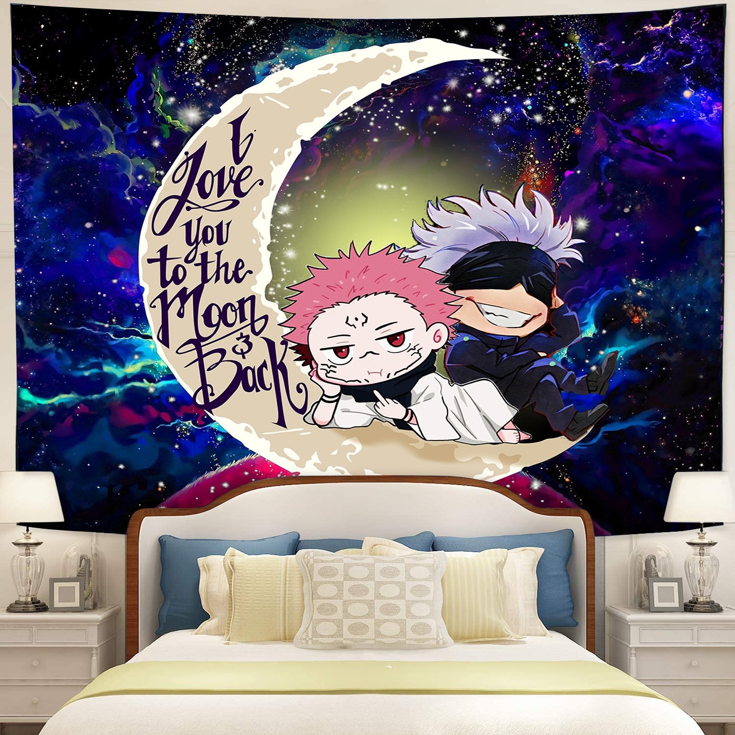 Jujutsu Kaisen Gojo Sukuna 1 Love You To The Moon Galaxy Tapestry Room Decor
