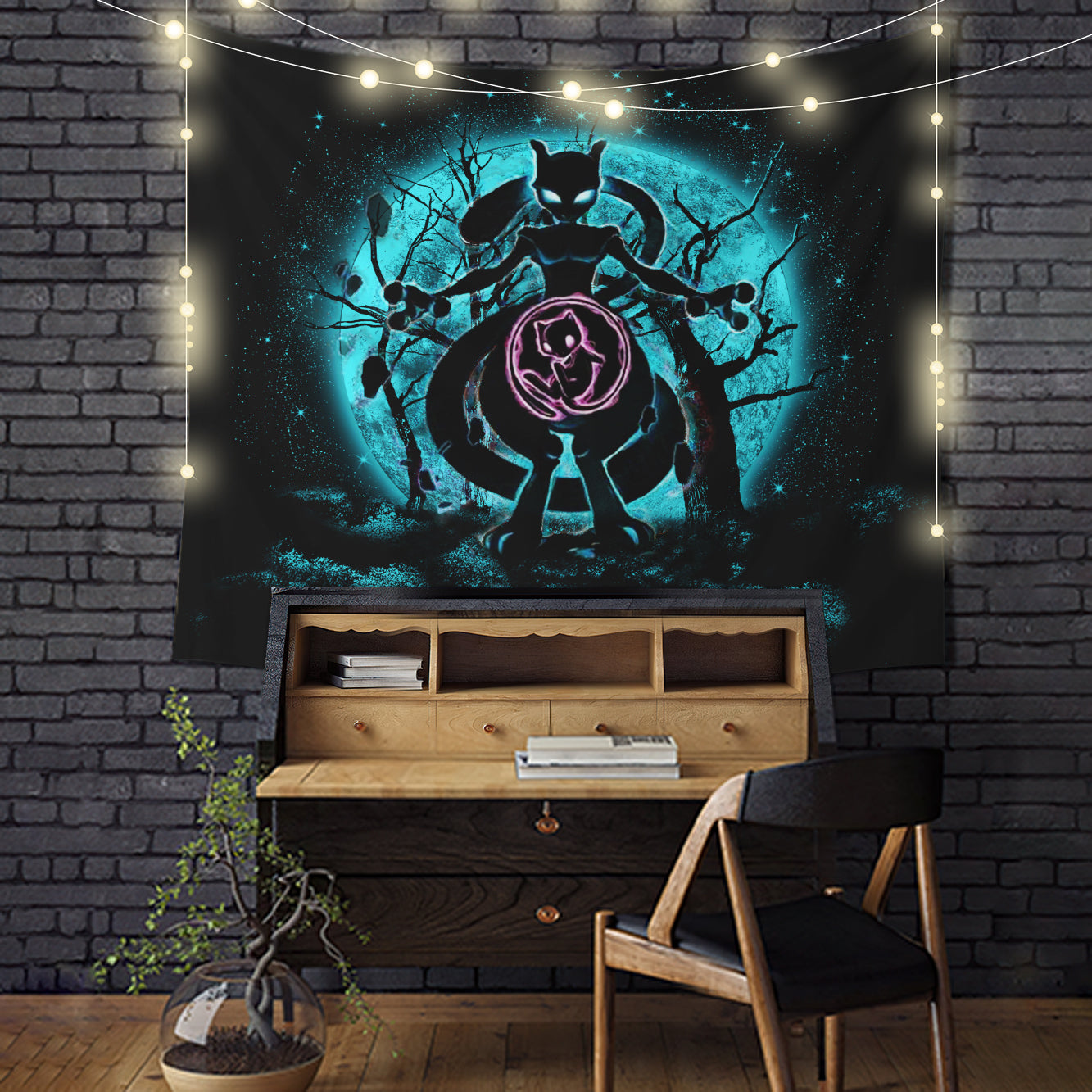 Mewtwo Pokemon Moonlight Tapestry Room Decor