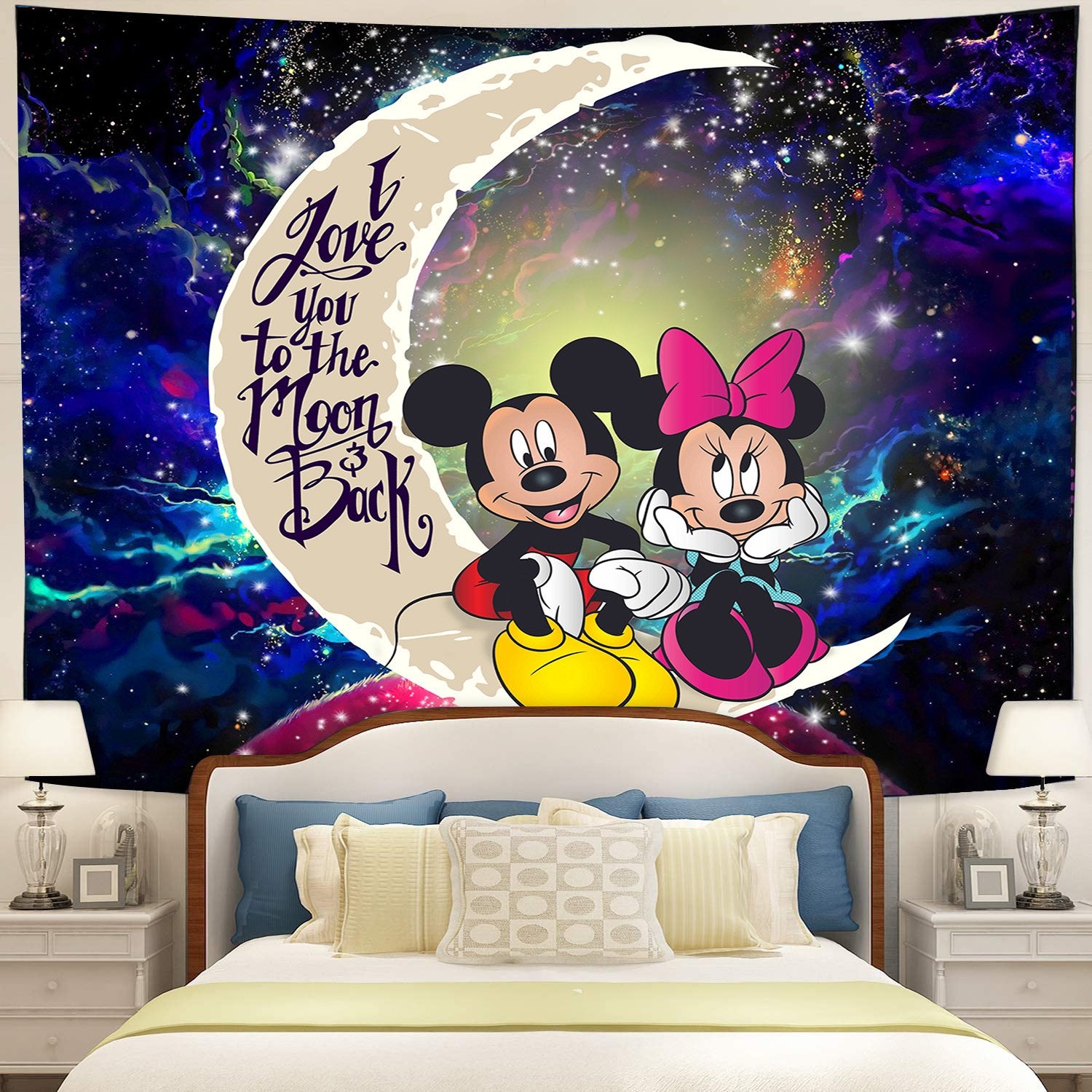 Mice Couple Moon And Back Galaxy Tapestry Room Decor